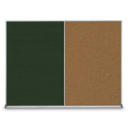 United Visual Products Triple Door Radius Plus Corkboard, 72" x UV8005PLUS-GOLD-BUFF